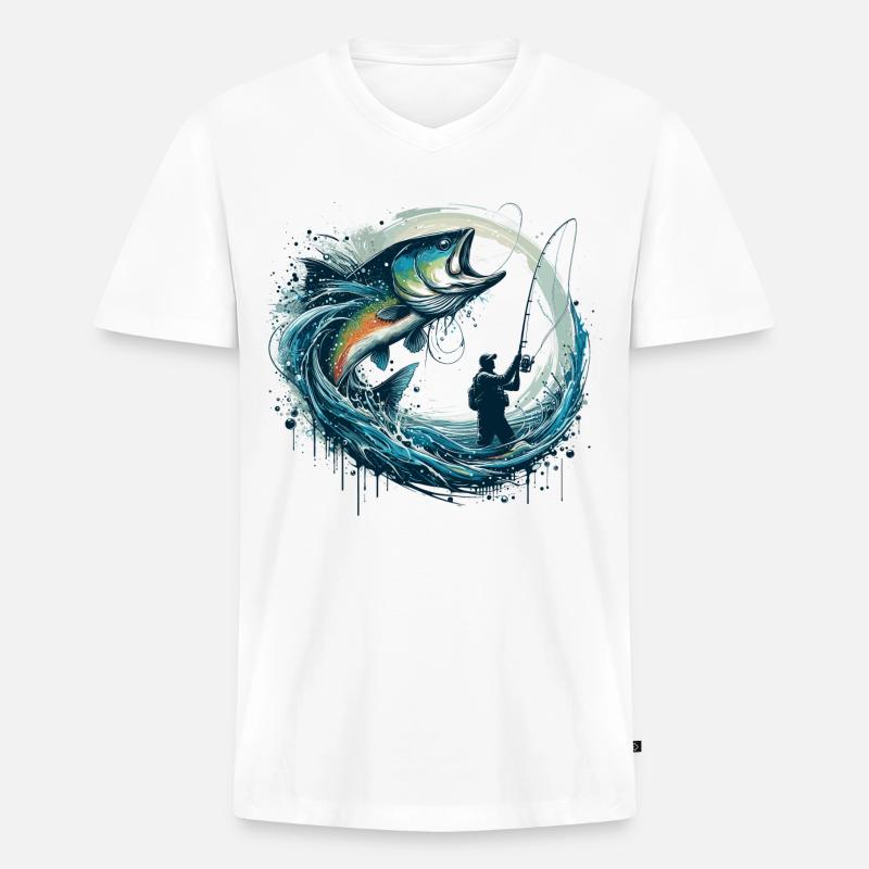 Angeln dynamisch Geschenk - Männer Premium Bio T-Shirt mit V-Ausschnitt - Weiß