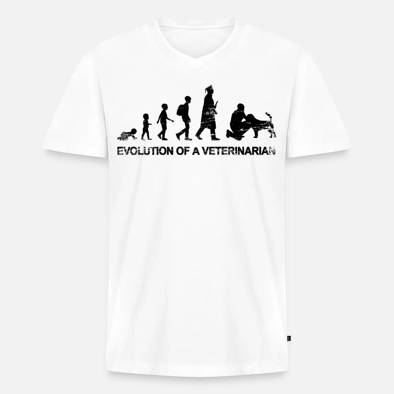 Evolution eines Tierarztes - Männer Premium Bio T-Shirt mit V-Ausschnitt - Weiß