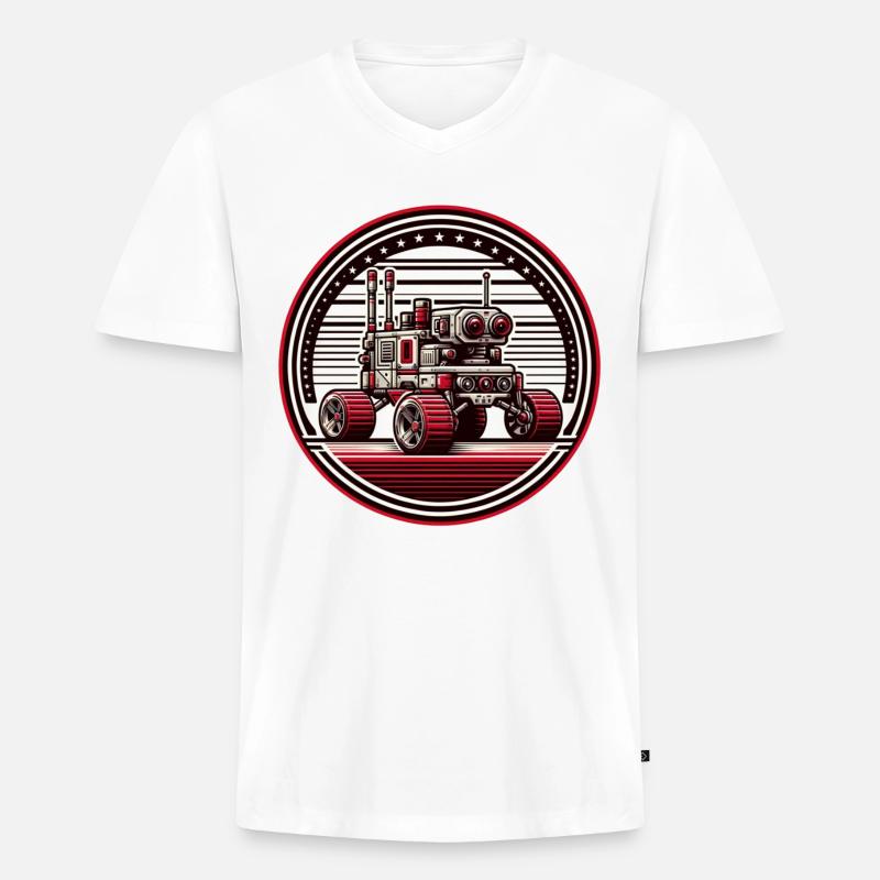 "Himmlischer Entdecker" - Space Rover Abzeichen - Männer Premium Bio T-Shirt mit V-Ausschnitt - Weiß