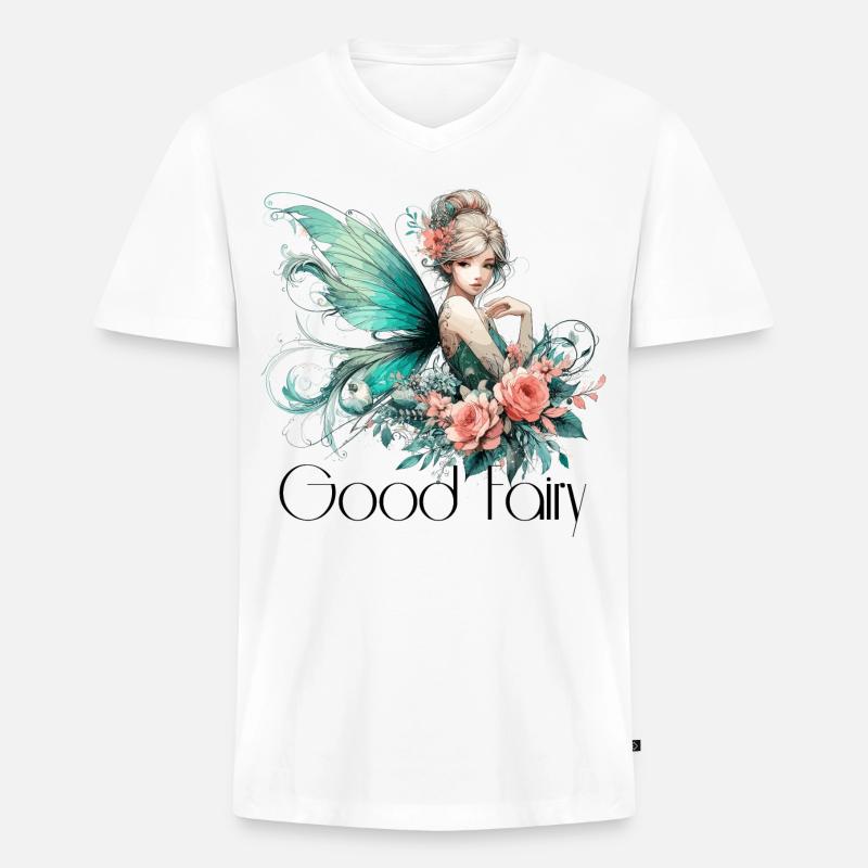 Gute Fee Geschenk - Männer Premium Bio T-Shirt mit V-Ausschnitt - Weiß