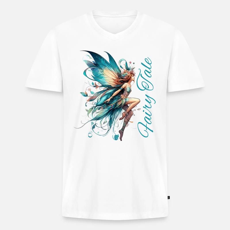 Fee Märchen Geschenk - Männer Premium Bio T-Shirt mit V-Ausschnitt - Weiß
