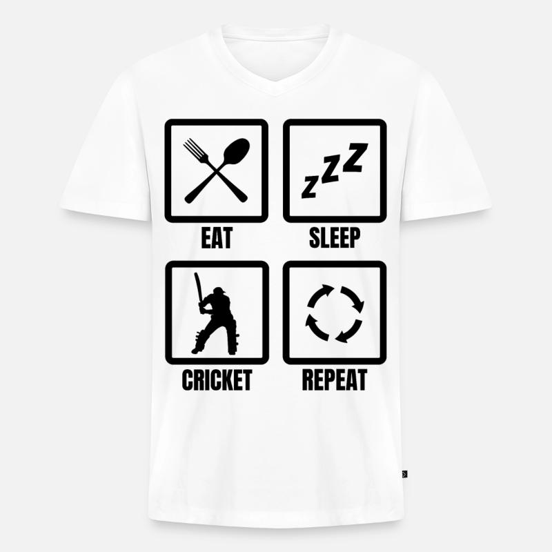 Kricket Routine - Männer Premium Bio T-Shirt mit V-Ausschnitt - Weiß