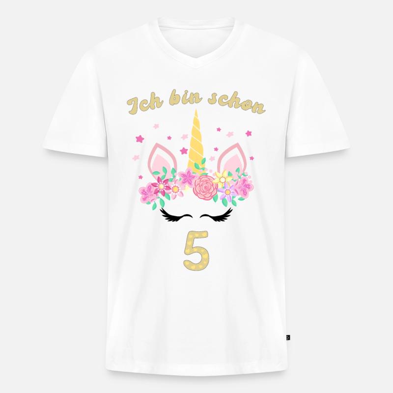 ich bin schon 5 - Männer Premium Bio T-Shirt mit V-Ausschnitt - Weiß