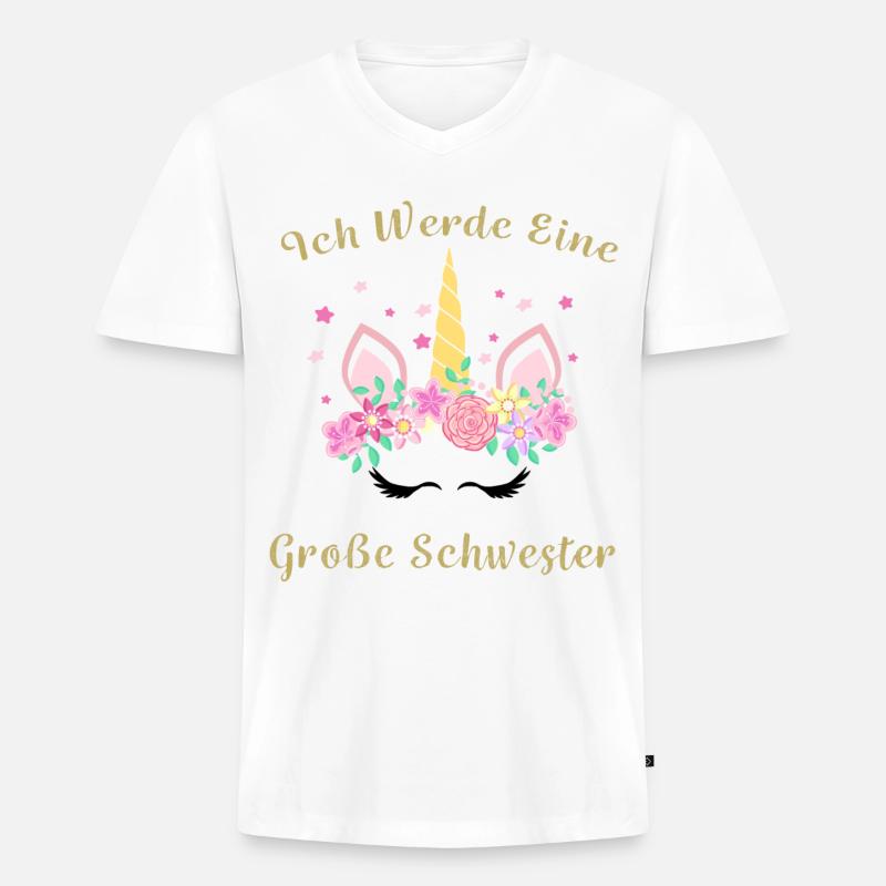 Ich werde Große Schwester - Männer Premium Bio T-Shirt mit V-Ausschnitt - Weiß