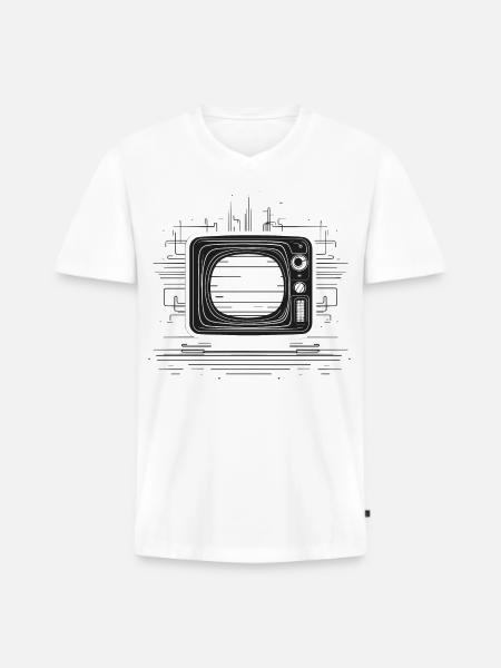 Retro TV Drawing - Men's Premium Organic T-shirt with V-neck - white