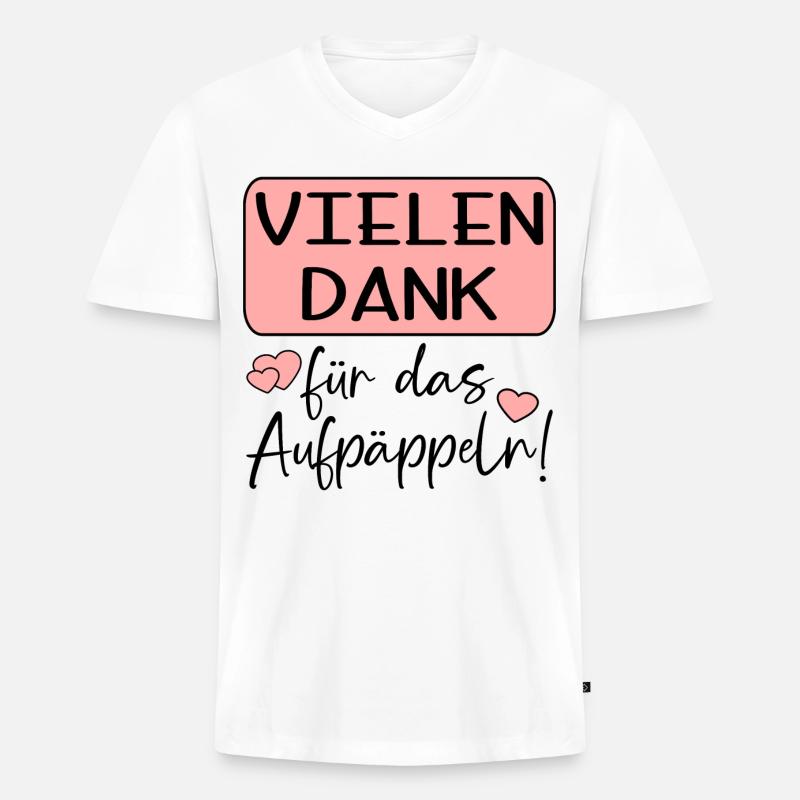 GUTE BESSERUNG - AUFPÄPPELN - Männer Premium Bio T-Shirt mit V-Ausschnitt - Weiß