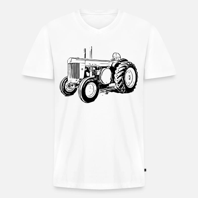 Model R Traktor - Männer Premium Bio T-Shirt mit V-Ausschnitt - Weiß