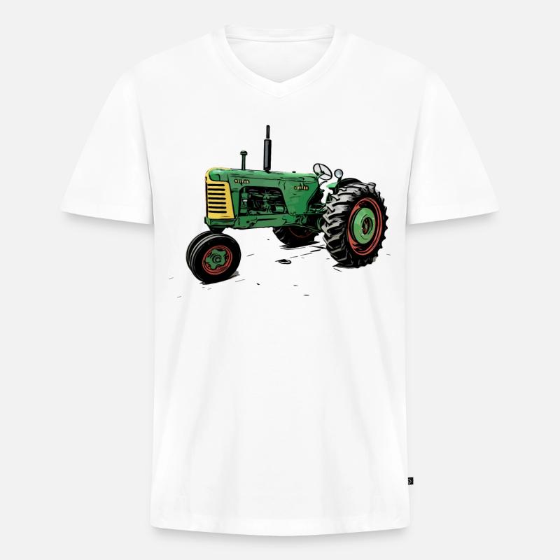 Oliver 88 Traktor - Männer Premium Bio T-Shirt mit V-Ausschnitt - Weiß