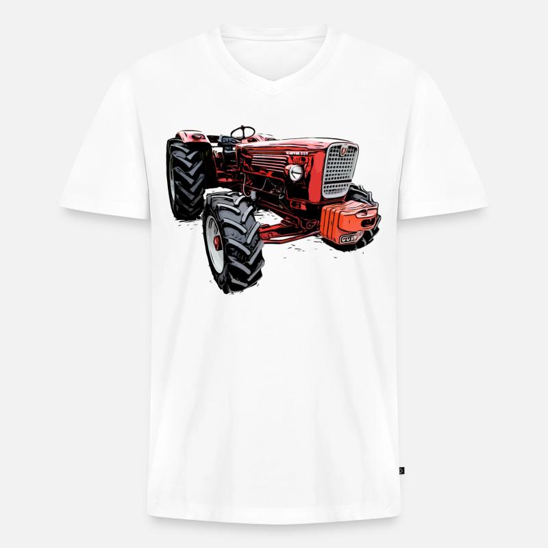 Güldner G60 Traktor - Männer Premium Bio T-Shirt mit V-Ausschnitt - Weiß
