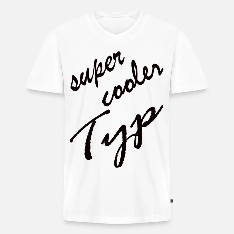 SUPER COOLER TYP - Männer Premium Bio T-Shirt mit V-Ausschnitt - Weiß