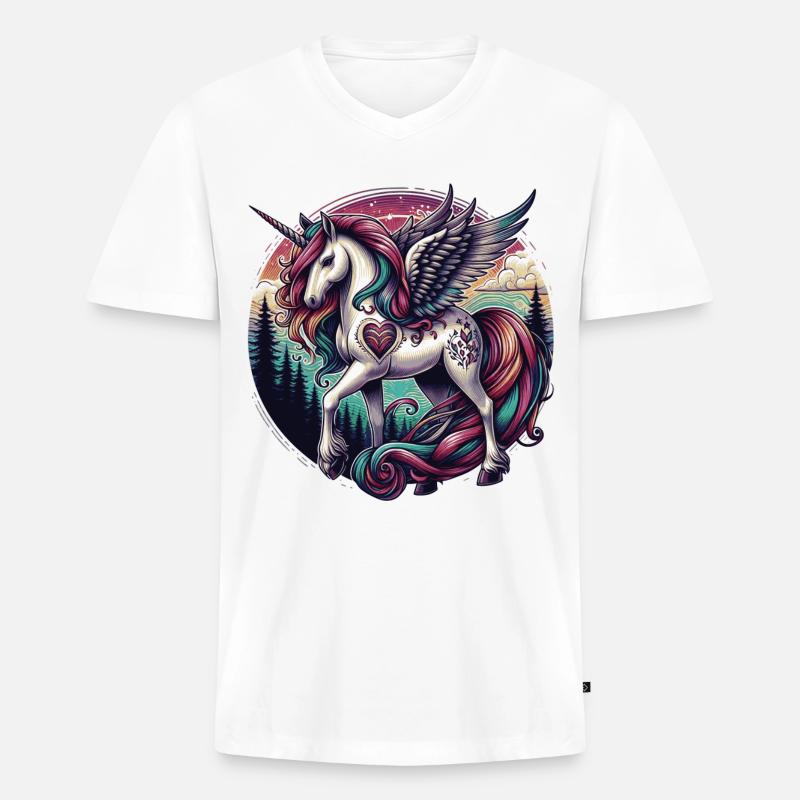 einhorn einhörner - Männer Premium Bio T-Shirt mit V-Ausschnitt - Weiß