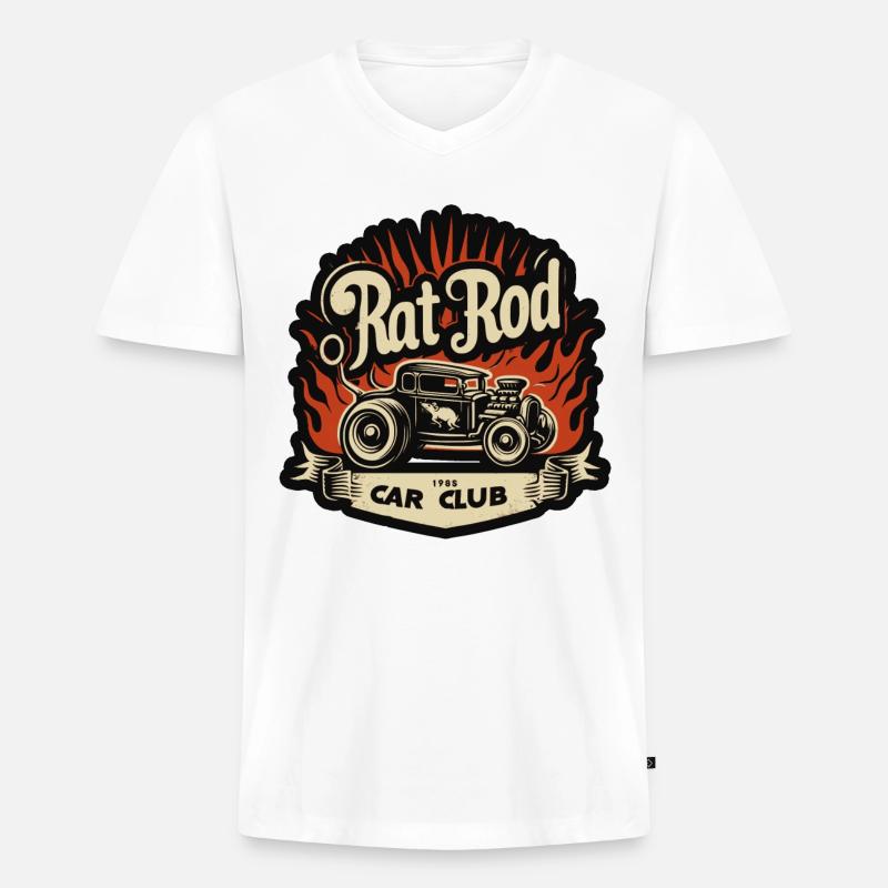 Ratsking Ratlook Shirt – Rustikaler Custom Style - Männer Premium Bio T-Shirt mit V-Ausschnitt - Weiß