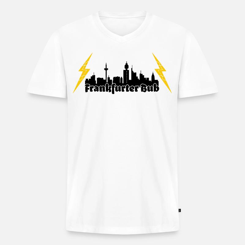 Frankfurter Bub ffm skyline - Männer Premium Bio T-Shirt mit V-Ausschnitt - Weiß