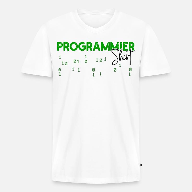 Programmeur Développeur Code Statement Scripting - T-shirt encolure en V Premium bio Homme - blanc
