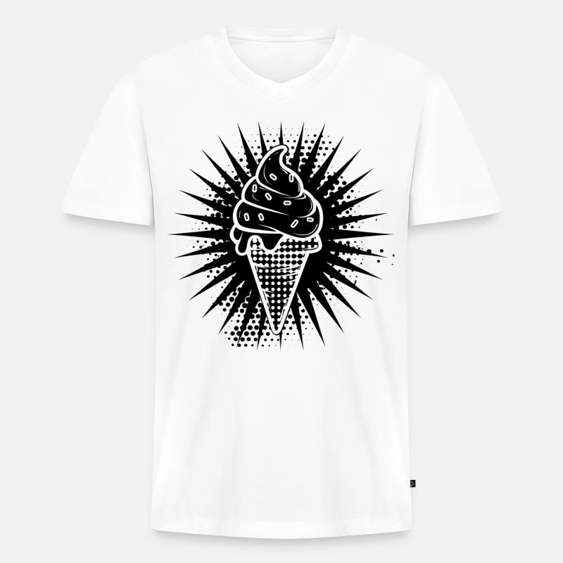 Eiscreme Tüte - Männer Premium Bio T-Shirt mit V-Ausschnitt - Weiß
