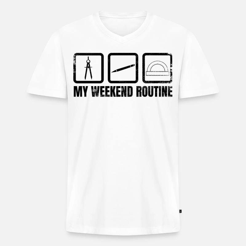Meine Wochenendroutine - Männer Premium Bio T-Shirt mit V-Ausschnitt - Weiß