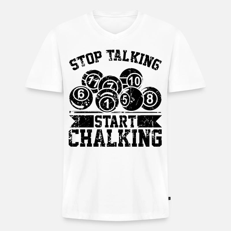 Witziger Billard Spruch - Männer Premium Bio T-Shirt mit V-Ausschnitt - Weiß