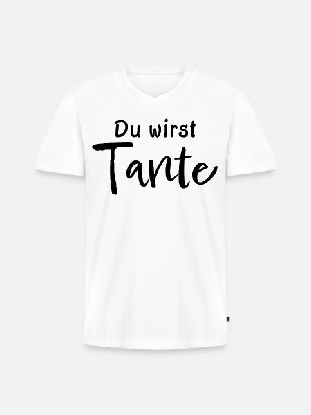 Du wirst Tante - Männer Premium Bio T-Shirt mit V-Ausschnitt - Weiß