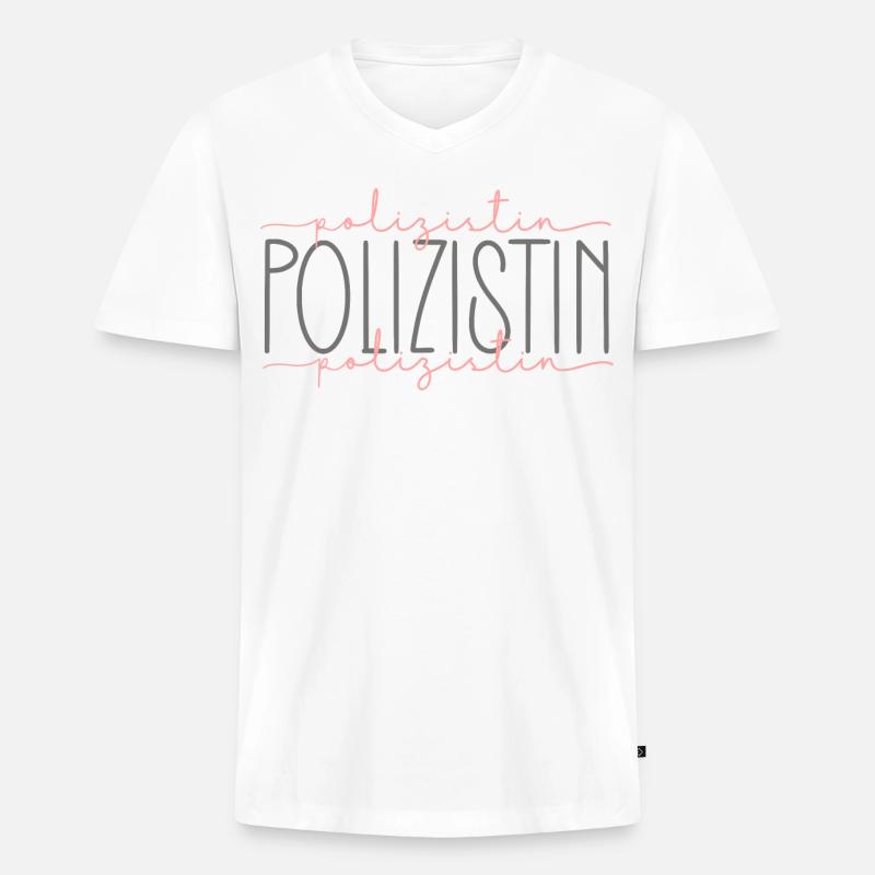 Polizistin Geschenk Polizei Beamtin Beruf - Männer Premium Bio T-Shirt mit V-Ausschnitt - Weiß