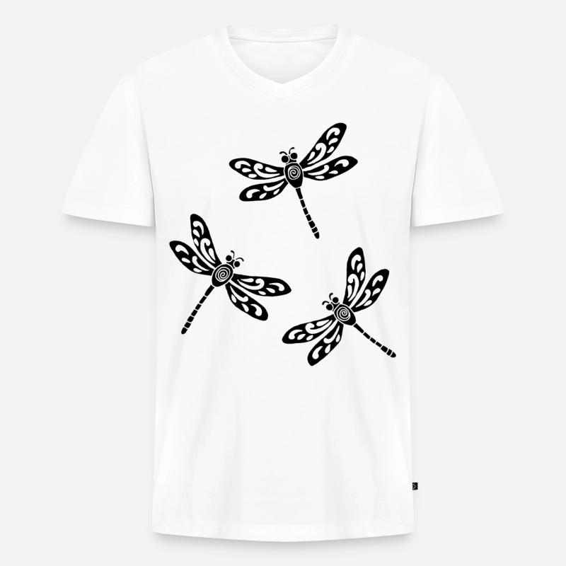Trio schwarzer Libellen - Männer Premium Bio T-Shirt mit V-Ausschnitt - Weiß