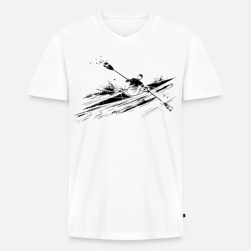 Ruderer - Männer Premium Bio T-Shirt mit V-Ausschnitt - Weiß