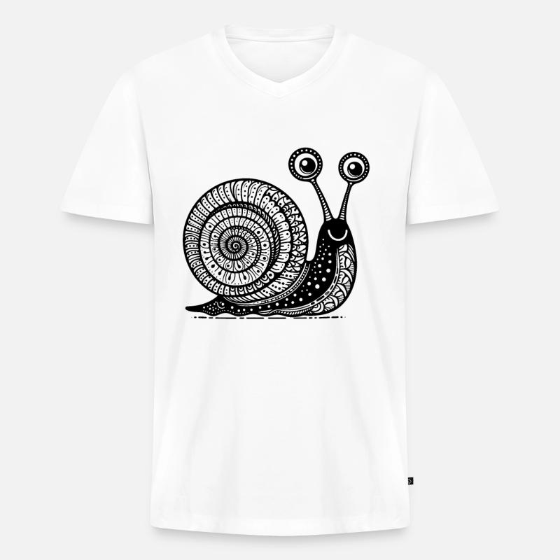 Snail's Pace: Langsame und stetige Zen-Kunst - Männer Premium Bio T-Shirt mit V-Ausschnitt - Weiß
