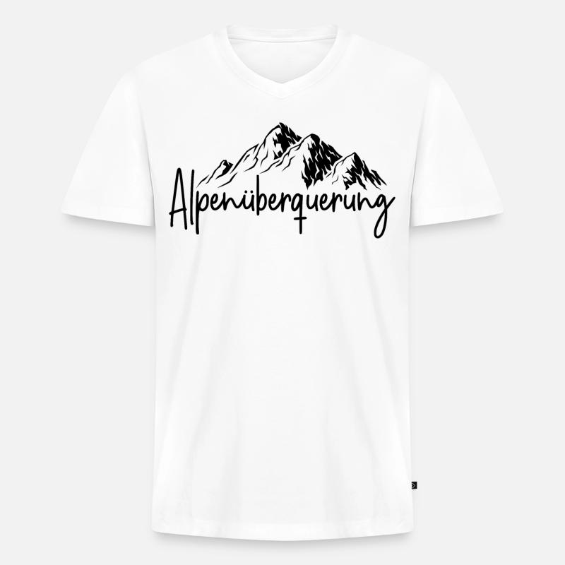 Alpenüberquerung - Männer Premium Bio T-Shirt mit V-Ausschnitt - Weiß