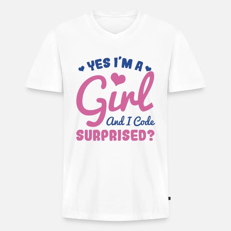 Mädchen und Programmiererin - Männer Premium Bio T-Shirt mit V-Ausschnitt - Weiß