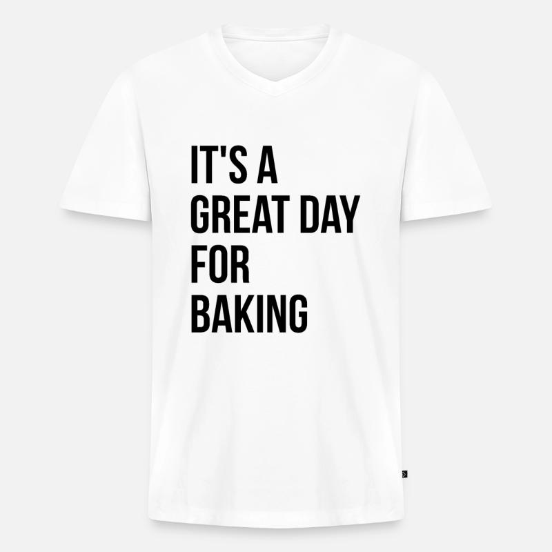 Bäcker - Männer Premium Bio T-Shirt mit V-Ausschnitt - Weiß