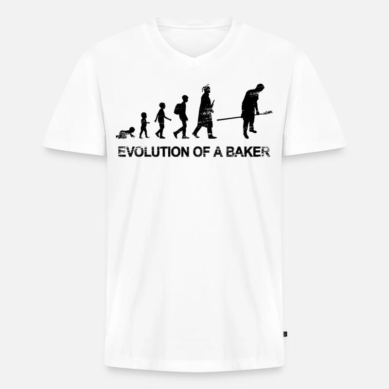 Entwicklung vom Kind zum Bäcker - Männer Premium Bio T-Shirt mit V-Ausschnitt - Weiß