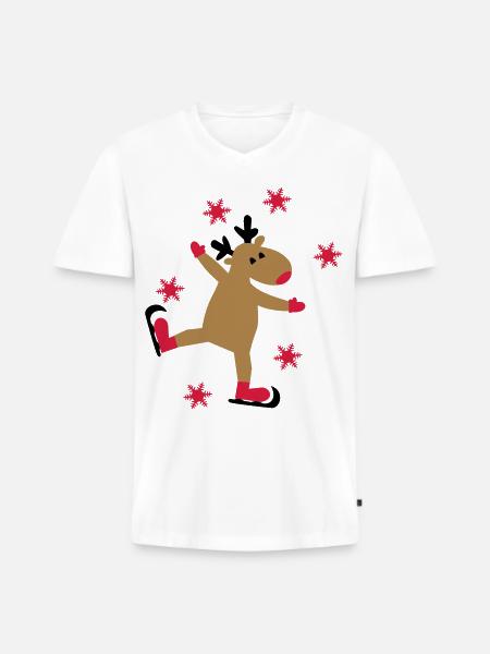 Funny moose for Christmas - Men's Premium Organic T-shirt with V-neck - white
