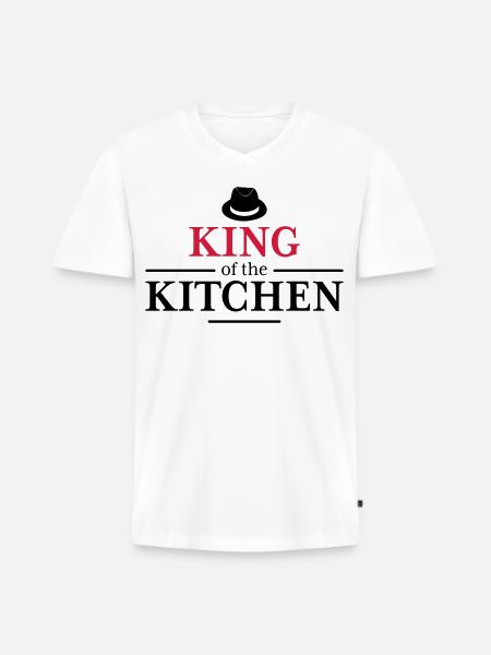 Men's Cooking Apron - Men's Premium Organic T-shirt with V-neck - white