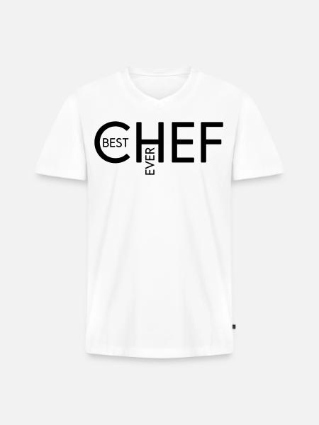 Best Chef ever - Männer Premium Bio T-Shirt mit V-Ausschnitt - Weiß