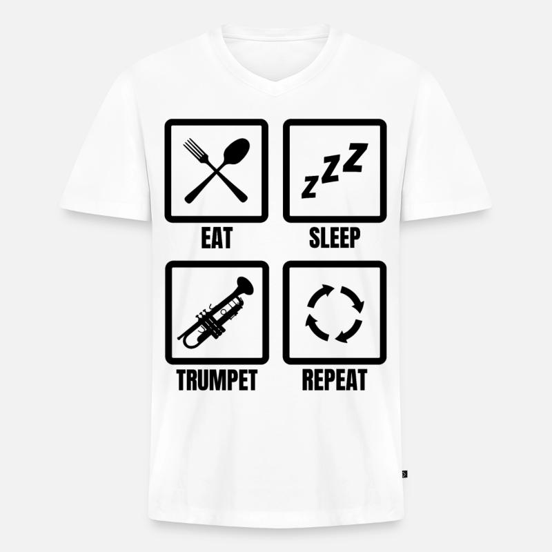 Trompeter Routine - Männer Premium Bio T-Shirt mit V-Ausschnitt - Weiß