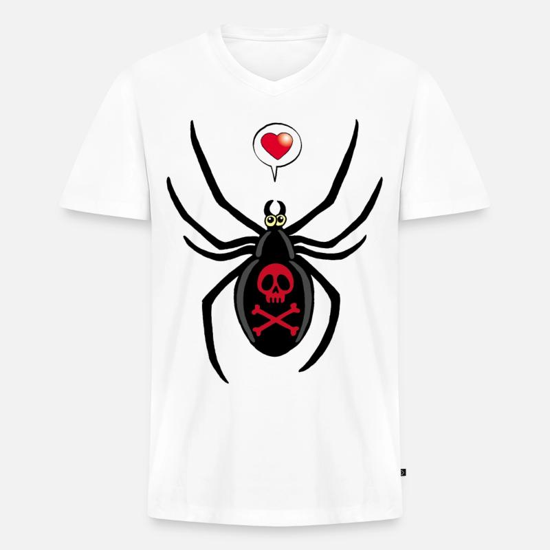 Verliebte schwarze Witwe Spinne - Männer Premium Bio T-Shirt mit V-Ausschnitt - Weiß
