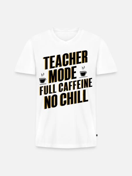 Mode enseignant Full Caffeine - T-shirt encolure en V Premium bio Homme - blanc