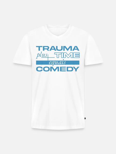 Trauma + Time = Comedy - Men's Premium Organic T-shirt with V-neck - white