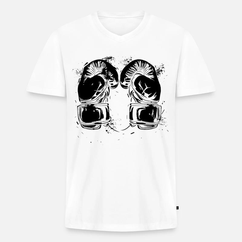 Kickboxhandschuhe - Männer Premium Bio T-Shirt mit V-Ausschnitt - Weiß
