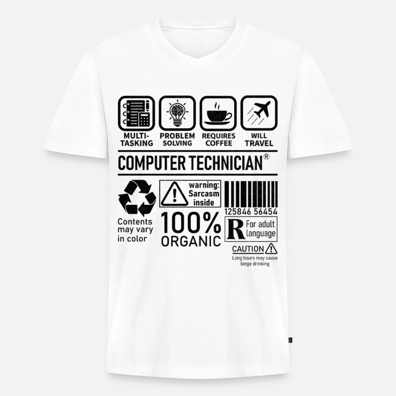 Computer Technician multi tasking problem solving - Men's Premium Organic T-shirt with V-neck - white