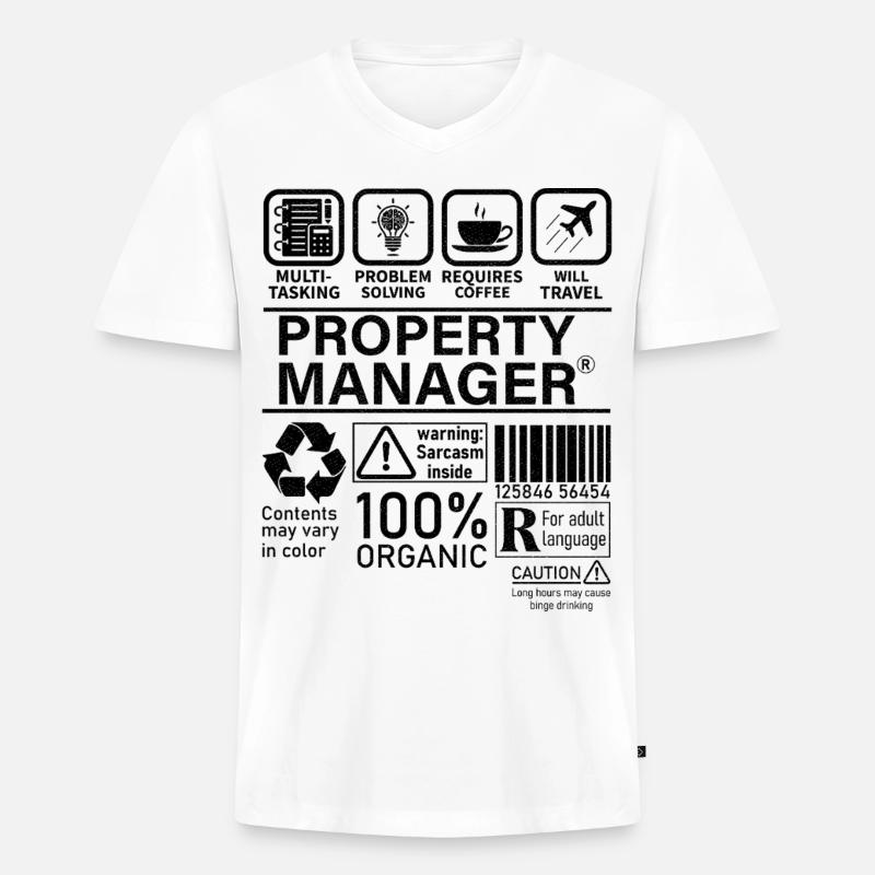 property manager multi tasking problem solving - Männer Premium Bio T-Shirt mit V-Ausschnitt - Weiß