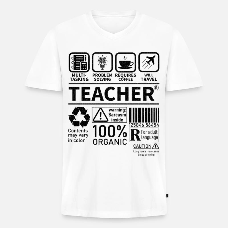 Teacher multi tasking problem solving requires - Men's Premium Organic T-shirt with V-neck - white