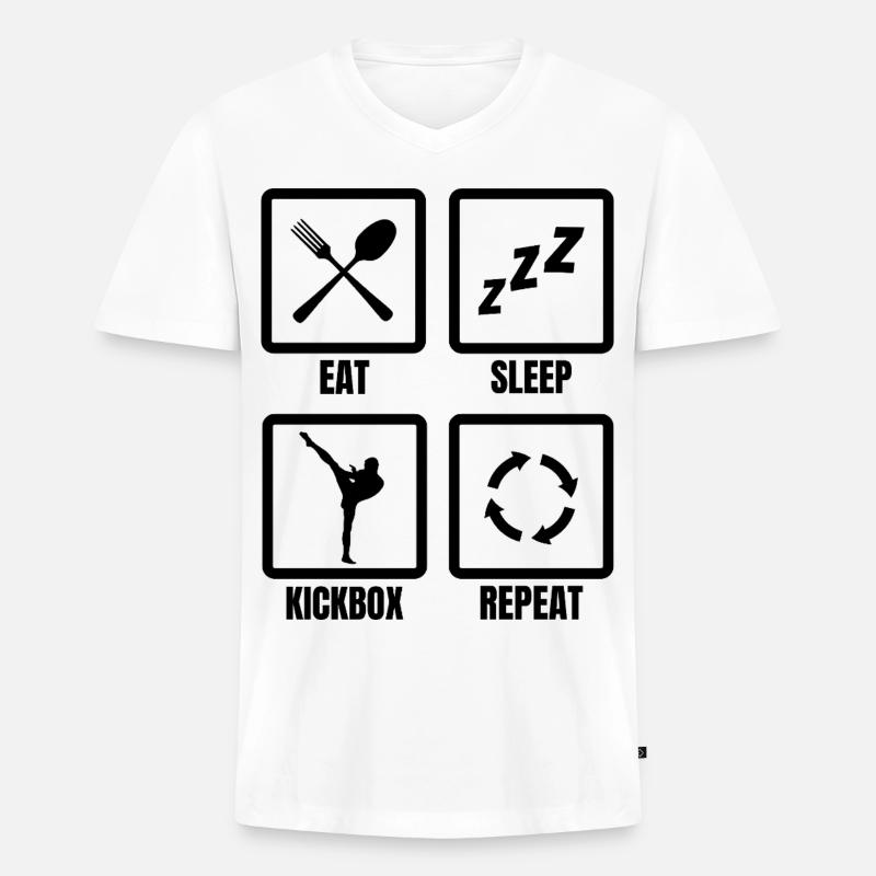 Tägliche Routine für Kickboxer - Männer Premium Bio T-Shirt mit V-Ausschnitt - Weiß