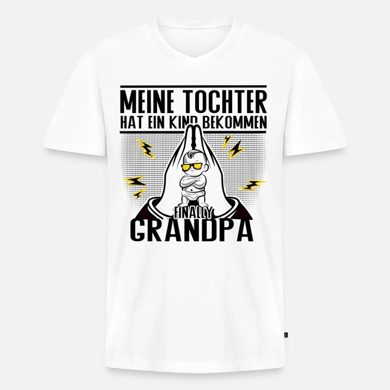 Endlich Opa – Tochter sei Dank! - Männer Premium Bio T-Shirt mit V-Ausschnitt - Weiß