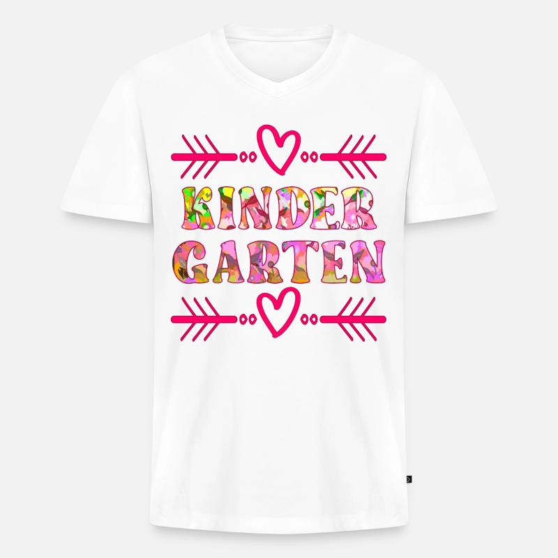 KINDERGARTEN FLORALES MUSTER - Männer Premium Bio T-Shirt mit V-Ausschnitt - Weiß