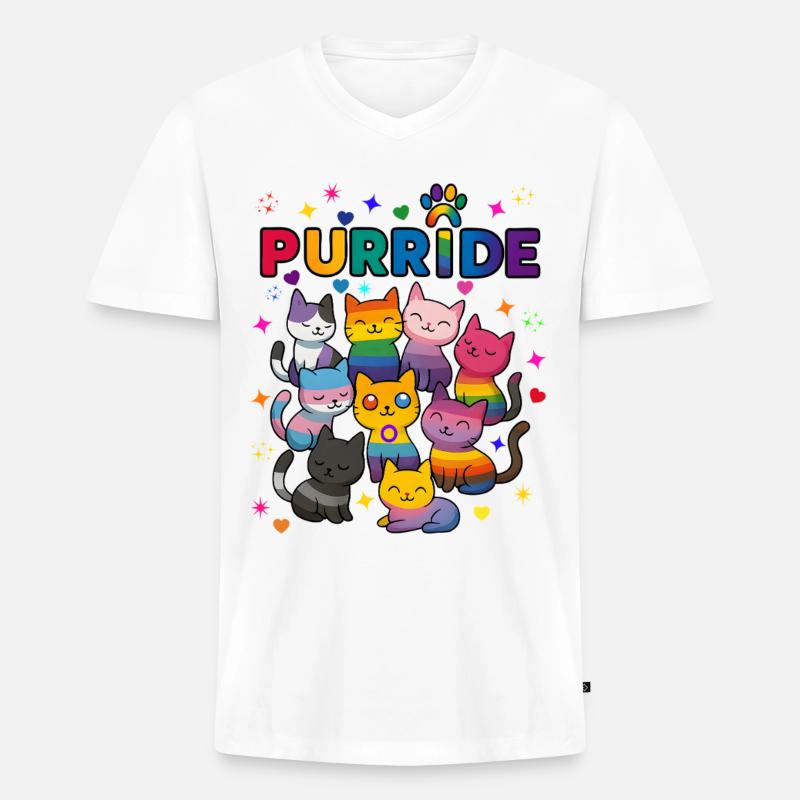 Purride LGBT Katzen - Männer Premium Bio T-Shirt mit V-Ausschnitt - Weiß