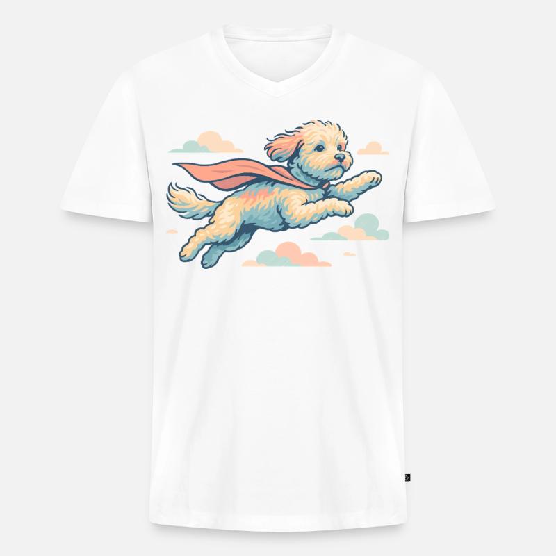 Super Hund Havapoo Cape Umhang Geschenk - Männer Premium Bio T-Shirt mit V-Ausschnitt - Weiß