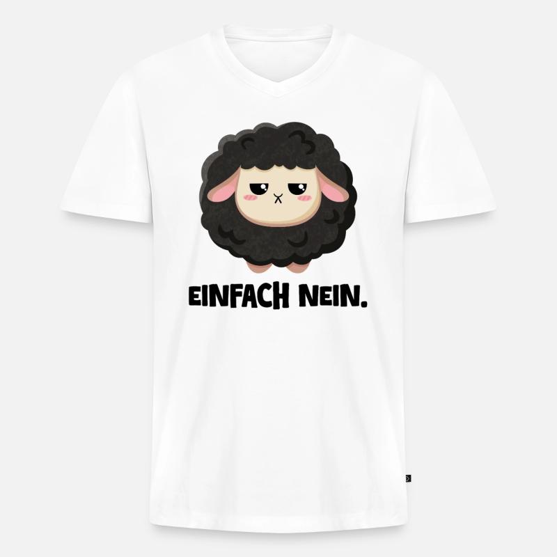 Grumpy Schaf Einfach nein - Männer Premium Bio T-Shirt mit V-Ausschnitt - Weiß