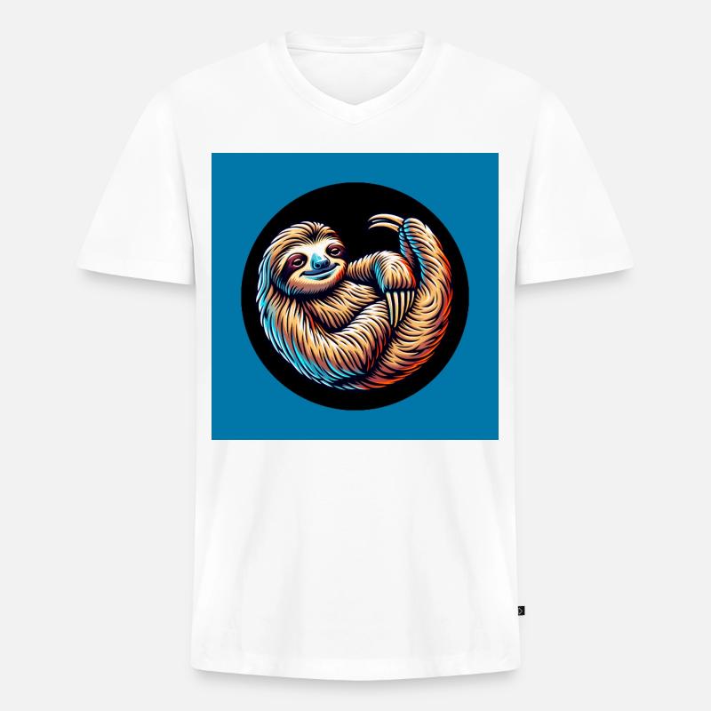 Cool bleiben immer mit der Ruhe - Männer Premium Bio T-Shirt mit V-Ausschnitt - Weiß