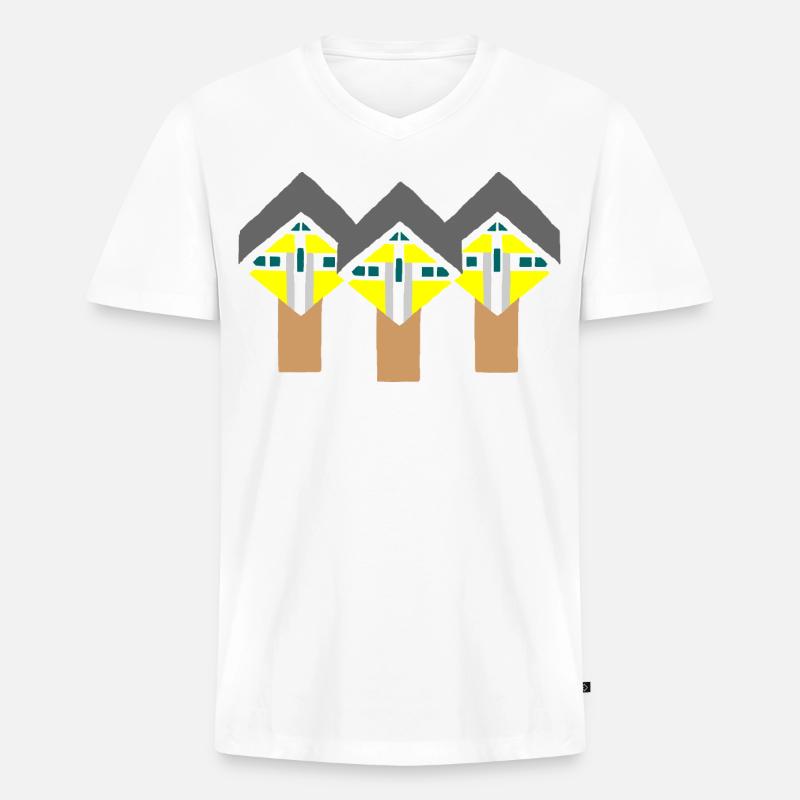 Kubushäuser - Männer Premium Bio T-Shirt mit V-Ausschnitt - Weiß