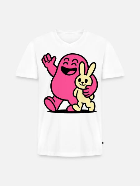 Heureux amis ! - T-shirt encolure en V Premium bio Homme - blanc